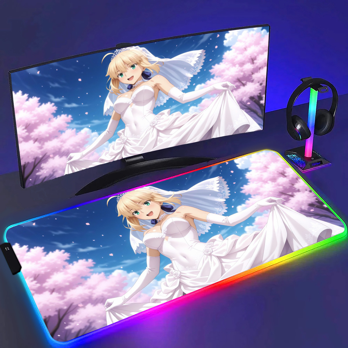 Esports Gaming Laptop - RGB Anime Fate Saber MousePad E-Sports