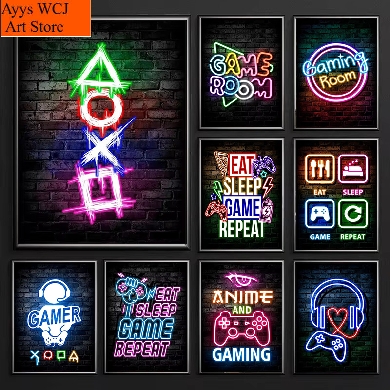Esports Gaming - 1pc frameless Canvas Painting Gaming Neon