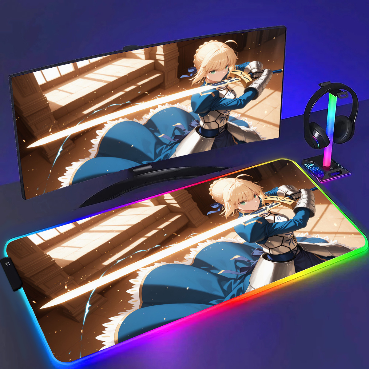 RGB Anime Fate Saber MousePad  - Esports Gaming Laptop ulasan dan harga