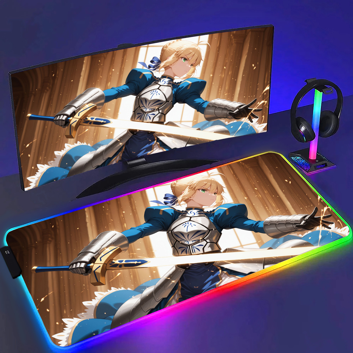 RGB Anime Fate Saber MousePad  - Esports Gaming Laptop ulasan dan harga