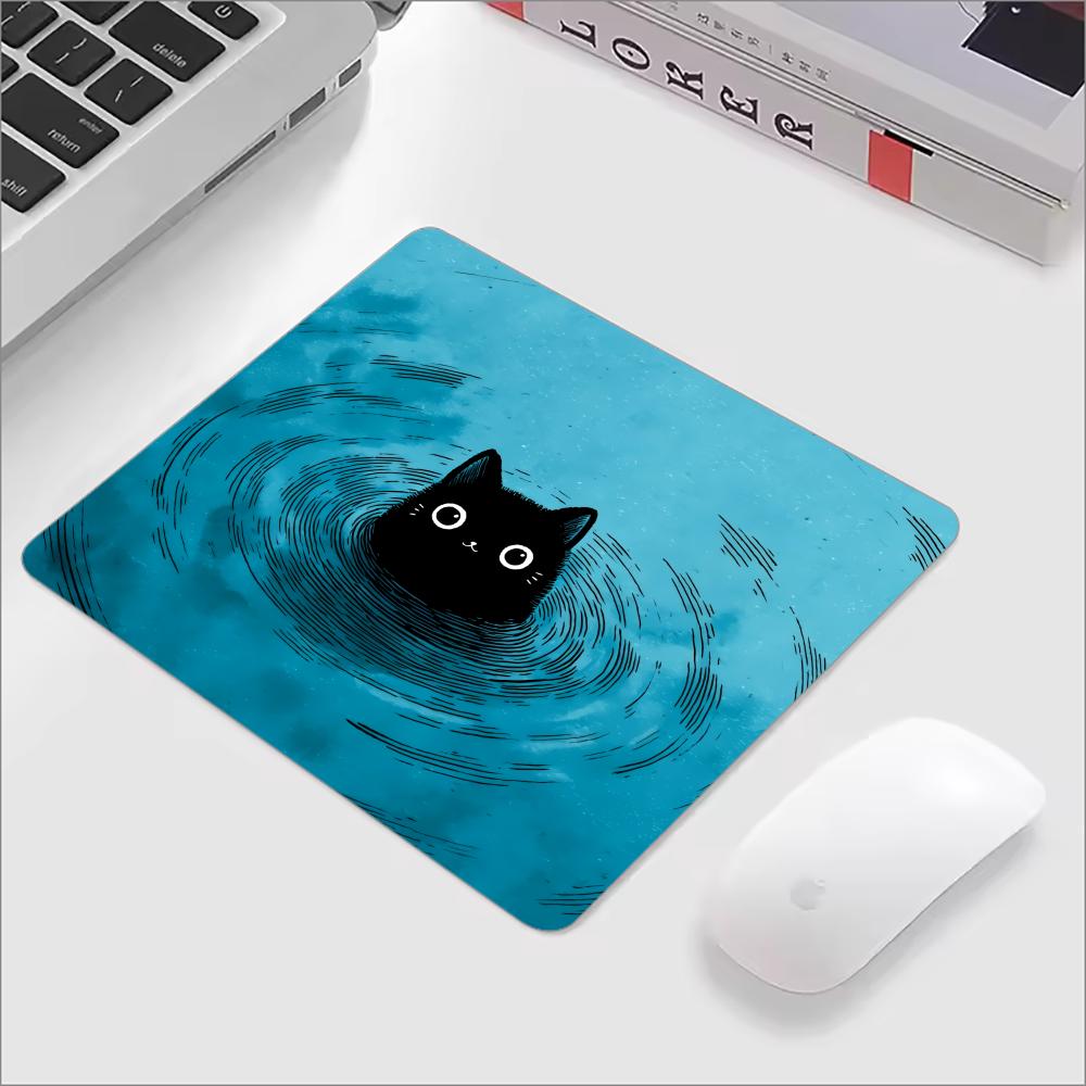 Cute Black Cat Glass Mouse Pad - Esports Gaming Keyboard ulasan dan harga